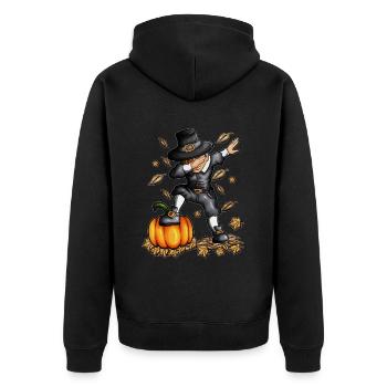 Thanksgiving Junge macht Dab Dabbing Ernte tanzen - Unisex Premium Bio Zip Hoodie - Schwarz - Hinten - Nico (187cm)