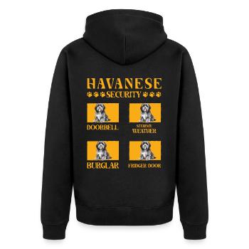 Havanese Security - Unisex Premium Bio Zip Hoodie - Schwarz - Hinten - Nico (187cm)