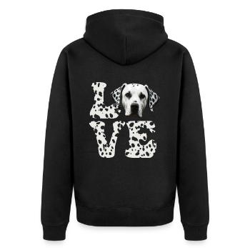 Chien dalmate LOVE - Veste à capuche bio Premium Unisexe - noir - Dos - Nico (187cm)