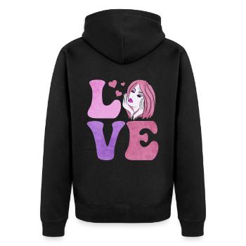 Dermatologist Dermatology Skin Care LOVE - Unisex Premium Organic Zip Hoodie - black - Back - Nico (187cm)