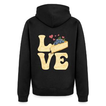 Dessert Blaubeer-Käsekuchen LOVE - Unisex Premium Bio Zip Hoodie - Schwarz - Hinten - Nico (187cm)