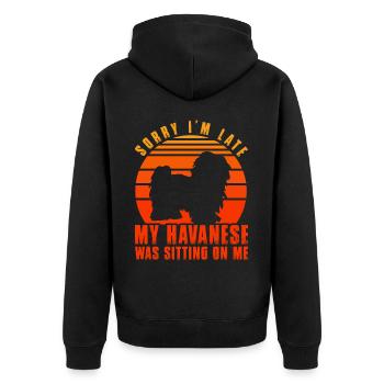 Désolé d’être en retard, mon Havanais était assis sur moi - Veste à capuche bio Premium Unisexe - noir - Dos - Nico (187cm)