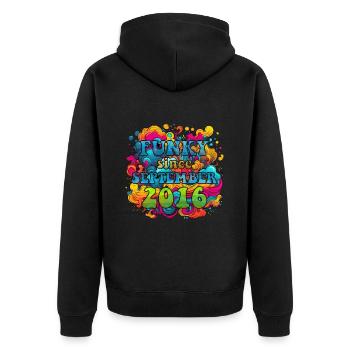 Funky Geburtstag: September 2016 - Psychadelic - Unisex Premium Bio Zip Hoodie - Schwarz - Hinten - Nico (187cm)