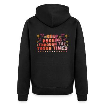 Motivational Quote Tie Dye Retro 70s Groovy Hippie - Unisex Premium Bio Zip Hoodie - Schwarz - Hinten - Nico (187cm)