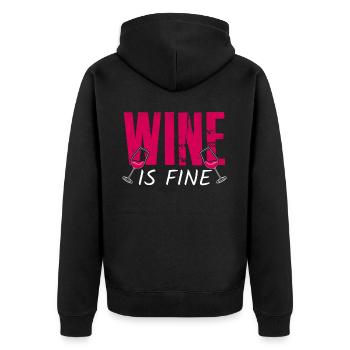 Wine is Fine - Unisex Premium Organic Zip Hoodie - black - Back - Nico (187cm)