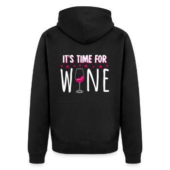 Vino wine wine drinker - Unisex Premium Organic Zip Hoodie - black - Back - Nico (187cm)