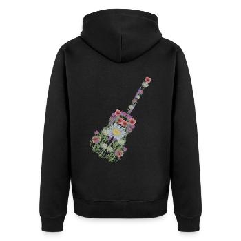 Guitare Fleurs Guitariste Musique - Veste à capuche bio Premium Unisexe - noir - Dos - Nico (187cm)