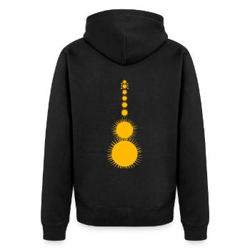 Gitarre Musik Sonne Retro Gitarrist - Unisex Premium Bio Zip Hoodie - Schwarz - Hinten - Nico (187cm)
