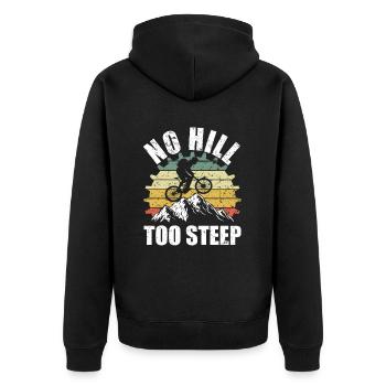 Mountainbike No Hill Too Steep - Unisex Premium Bio Zip Hoodie - Schwarz - Hinten - Nico (187cm)