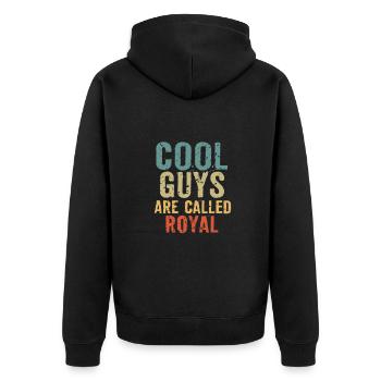Cool guys are called royal - Unisex Premium Bio Zip Hoodie - Schwarz - Hinten - Nico (187cm)