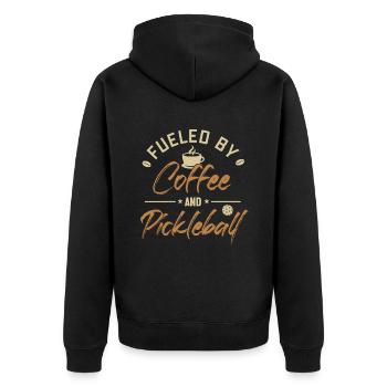 Alimenté par le café et le pickleball Pickleballfan - Veste à capuche bio Premium Unisexe - noir - Dos - Nico (187cm)