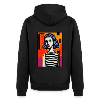 Portrait de bande dessinée moderne d’une femme - Veste à capuche bio Premium Unisexe - noir - Dos - Nico (187cm)