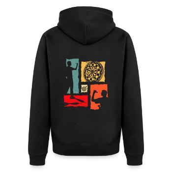 Dart Retro - Unisex Premium Organic Zip Hoodie - black - Back - Nico (187cm)