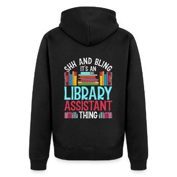 Librarian Librarian Library Assistant - Unisex Premium Organic Zip Hoodie - black - Back - Nico (187cm)