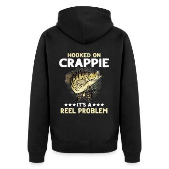 Crappie Fishing - Unisex Premium Bio Zip Hoodie - Schwarz - Hinten - Nico (187cm)