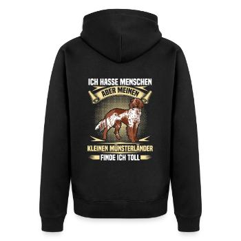 Kleiner Münsterländer finde ich toll - Unisex Premium Bio Zip Hoodie - Schwarz - Hinten - Nico (187cm)