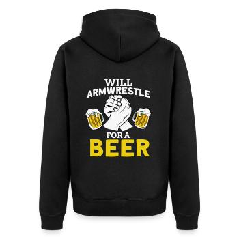 Armdrücken - Unisex Premium Bio Zip Hoodie - Schwarz - Hinten - Nico (187cm)