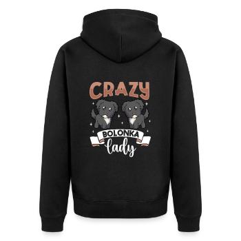 Crazy Bolonka Lady - Bolonka Zwetna - Unisex Premium Bio Zip Hoodie - Schwarz - Hinten - Nico (187cm)