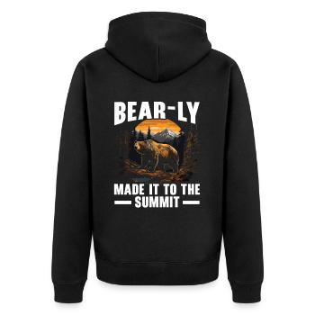Bär Wandern Bergsteigen Wanderer Bärenliebhaber - Unisex Premium Bio Zip Hoodie - Schwarz - Hinten - Nico (187cm)