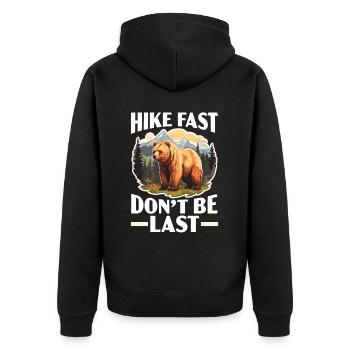 Bär Wandern Bergsteigen Wanderer Bärenliebhaber - Unisex Premium Bio Zip Hoodie - Schwarz - Hinten - Nico (187cm)
