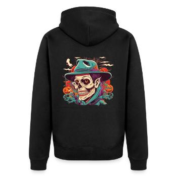 Halloween Ghoul - Das ideale Gruselgeschenk - Unisex Premium Bio Zip Hoodie - Schwarz - Hinten - Nico (187cm)