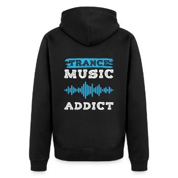 trance süchtig - Unisex Premium Bio Zip Hoodie - Schwarz - Hinten - Nico (187cm)