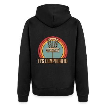 Disc Golf It's Complicated Loves Disc Golf Basket - Unisex Premium Organic Zip Hoodie - black - Back - Nico (187cm)