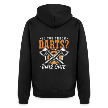 Target Sports So You Throw Darts Shooting Dartclub - Unisex Premium Organic Zip Hoodie - black - Back - Nico (187cm)