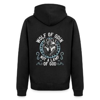 Wolf Of Odin Not A Lamp Of God Viking - Unisex Premium Bio Zip Hoodie - Schwarz - Hinten - Nico (187cm)