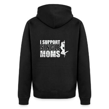 I Support Single Moms Poledance Stange - Unisex Premium Bio Zip Hoodie - Schwarz - Hinten - Nico (187cm)