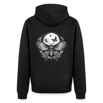 Moth Moon Witchcraft Butterfly Occult Gothic - Unisex Premium Bio Zip Hoodie - Schwarz - Hinten - Nico (187cm)