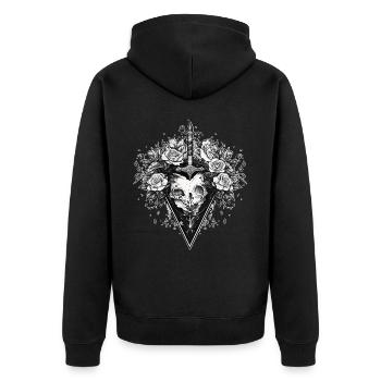 Wiccan Floral Sword Occult Witchcraft Mystic Gothi - Unisex Premium Bio Zip Hoodie - Schwarz - Hinten - Nico (187cm)