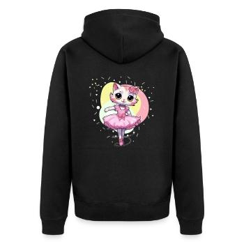 Ballerina Kitten Cat Ballet Dancer - Unisex Premium Organic Zip Hoodie - black - Back - Nico (187cm)