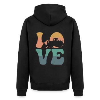 Bulldozer Heavy Equipment Operator HEO Truck LO - Unisex Premium Organic Zip Hoodie - black - Back - Nico (187cm)