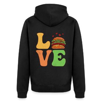 Burger Hamburger Cheeseburger LOVE - Veste à capuche bio Premium Unisexe - noir - Dos - Nico (187cm)