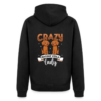 Crazy Magyar Vizsla Lady - Magyar Vizsla - Unisex Premium Bio Zip Hoodie - Schwarz - Hinten - Nico (187cm)