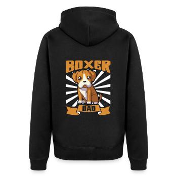 Boxer Dad - Boxer - Unisex Premium Bio Zip Hoodie - Schwarz - Hinten - Nico (187cm)