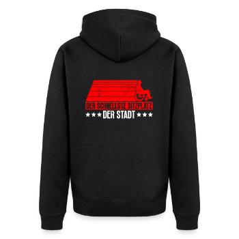 Rollstuhlfahrer Rollstuhl Lustiger Spruch - Unisex Premium Bio Zip Hoodie - Schwarz - Hinten - Nico (187cm)