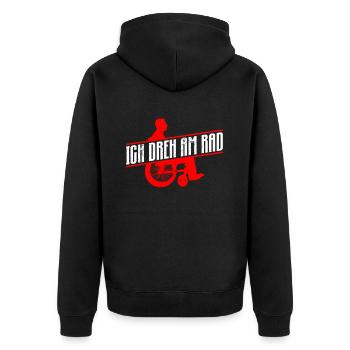 Ich Dreh Am Rad - Rollstuhlfahrer Rollstuhl - Unisex Premium Bio Zip Hoodie - Schwarz - Hinten - Nico (187cm)