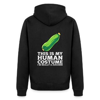 Zucchini - Unisex Premium Bio Zip Hoodie - Schwarz - Hinten - Nico (187cm)