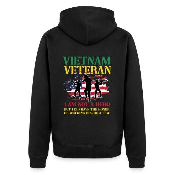 Vétéran de l’armée américaine au Vietnam - Veste à capuche bio Premium Unisexe - noir - Dos - Nico (187cm)