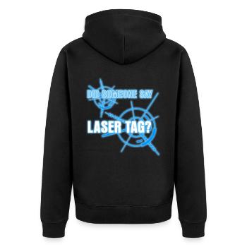 Lasertag Lasergame Laser Tag Laserdrom - Unisex Premium Organic Zip Hoodie - black - Back - Nico (187cm)