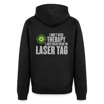 Laser Tag Lasergame Lasertag Laserdrom - Unisex Premium Organic Zip Hoodie - black - Back - Nico (187cm)