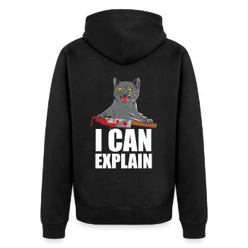 I Can Explain - Unisex Premium Bio Zip Hoodie - Schwarz - Hinten - Nico (187cm)