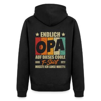 Endlich Opa Werden 2024 Großvater Geschenk - Unisex Premium Bio Zip Hoodie - Schwarz - Hinten - Nico (187cm)