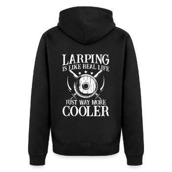 LARP Live-Action-Rollenspiele - Unisex Premium Bio Zip Hoodie - Schwarz - Hinten - Nico (187cm)