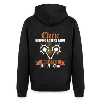 Lustiges LARP - Unisex Premium Bio Zip Hoodie - Schwarz - Hinten - Nico (187cm)