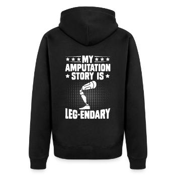 Amputierter Patient Beinprothese - Unisex Premium Bio Zip Hoodie - Schwarz - Hinten - Nico (187cm)