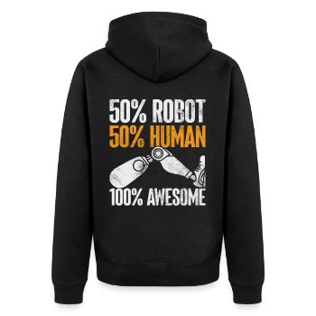Beinprothese Amputierter - Unisex Premium Bio Zip Hoodie - Schwarz - Hinten - Nico (187cm)