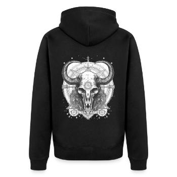 Mystical Baphomet Skull Dark Witchcraft Occult Got - Unisex Premium Bio Zip Hoodie - Schwarz - Hinten - Nico (187cm)
